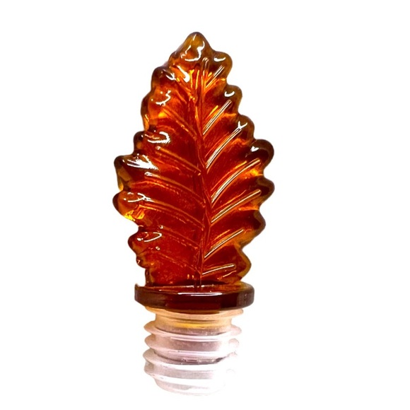 NWT Amber Iridescent Glass Vase with Leaf Stopper - Picture 2 of 2